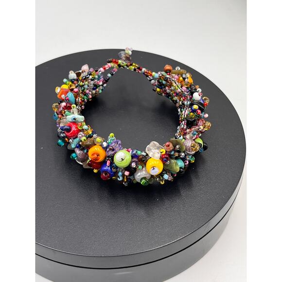 Artisan handmade Beach Ball‎ Caterpillar stones seeds crystals beads Bracelet - Picture 5 of 7